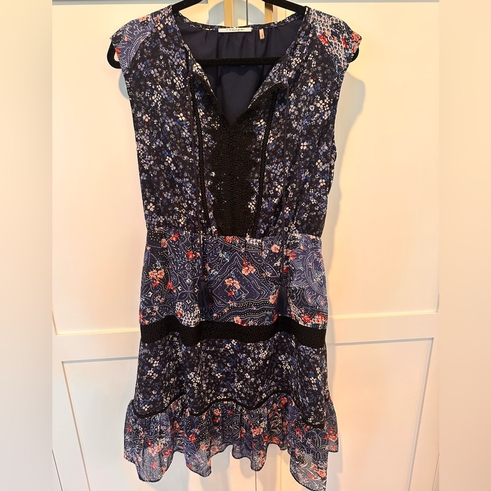 Tahari Blue Floral Dress